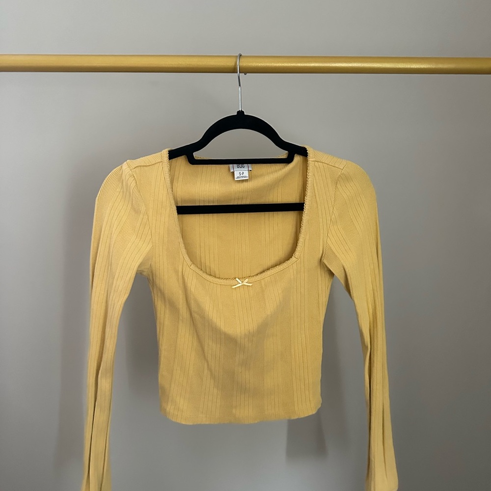 BDG Mustard Ribbed Square Neck Blouse